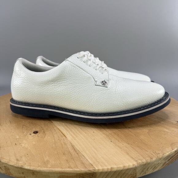 G/Fore Gallivanter Mens Size 10.5 Wide Golf Shoes White Pebble Leather Lace Up - Picture 1 of 9